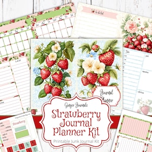 Planificateur de journal aux fraises n'importe quel mois, kit de journal indésirable, planificateur de fraises, journal indésirable imprimable, calendrier, mai, juin, juillet, PL