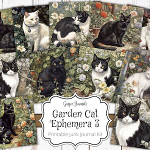 Éphémères pour chat, éphémères pour chat, journal indésirable pour chat, journal indésirable pour chat, imprimable, scrapbooking imprimable, étiquettes chat noir, journal pour chat, chaton, CT
