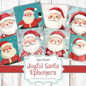Joyful Santa Ephemera, Printable Christmas Tags, Gift Tags, Junk Journal Kit, Junk Journal Printable, Christmas Junk Journal, Christmas, CM