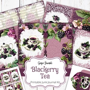 Kit de diario basura de té de mora, diario basura de mora, imprimible, diario basura de jardín, diario de frutas, GingerJournals, BBJK