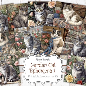 Éphémères chat, éphémères kitty, objets complémentaires pour chat, journal indésirable imprimable, album de scrapbooking à imprimer, étiquettes pour chat, journal pour chat, journaux gingembre, CT