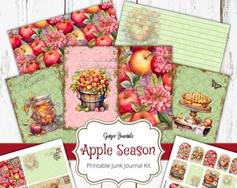 Apple Junk Journal Kit, Junk Journal Printable, Junk Journal Paper, Download, Apple Ephemera, Autumn Junk Journal, Apples, Ginger Journals