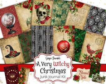 Witchy Christmas Junk Journal Kit, Grimoire Journal, Junk Journal Printable, Book of Shadows Junk Journal Kit, Yule Junk Journal, WT, CM