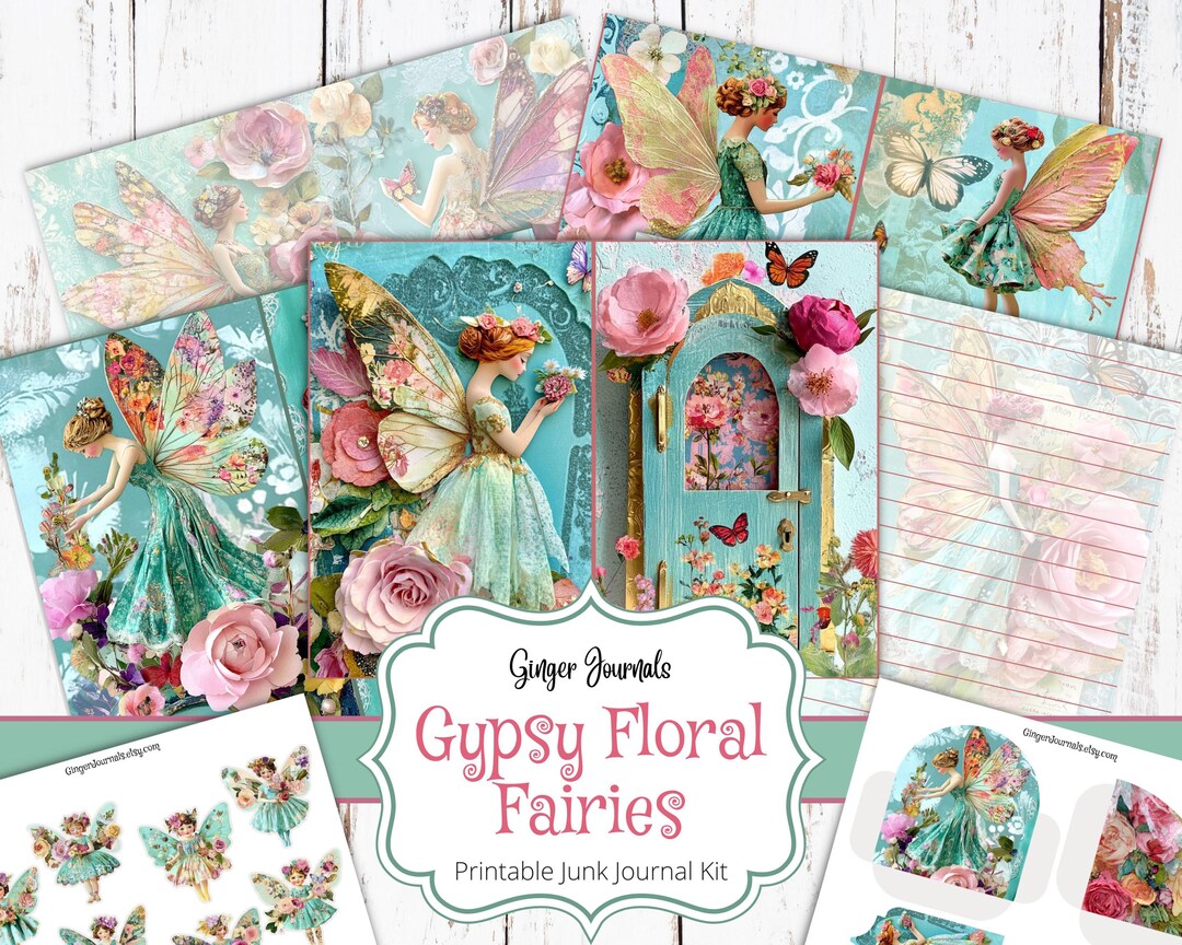 Gypsy Floral Fairy Junk Journal Kit, Junk Journal Printable, Ginger ...