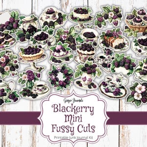 Blackberry Mini Fussy Cuts, Junk Journal Kit, Blackberries Junk Journal, Junk Journal Printable, Summer Junk Journal, GingerJournals, BBJK