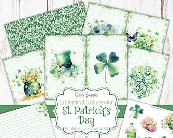St. Patrick's Day Junk Journal Kit, Junk Journal Printable, Saint Patricks Day Journal, Irish Junk Journal, Irish Ephemera, Shamrocks, SP