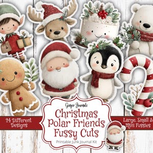 Christmas Polar Friends Fussy Cuts, Junk Journal Kit, Junk Journal Printable, Ephemera, Christmas Journal, Ginger Journals, CM