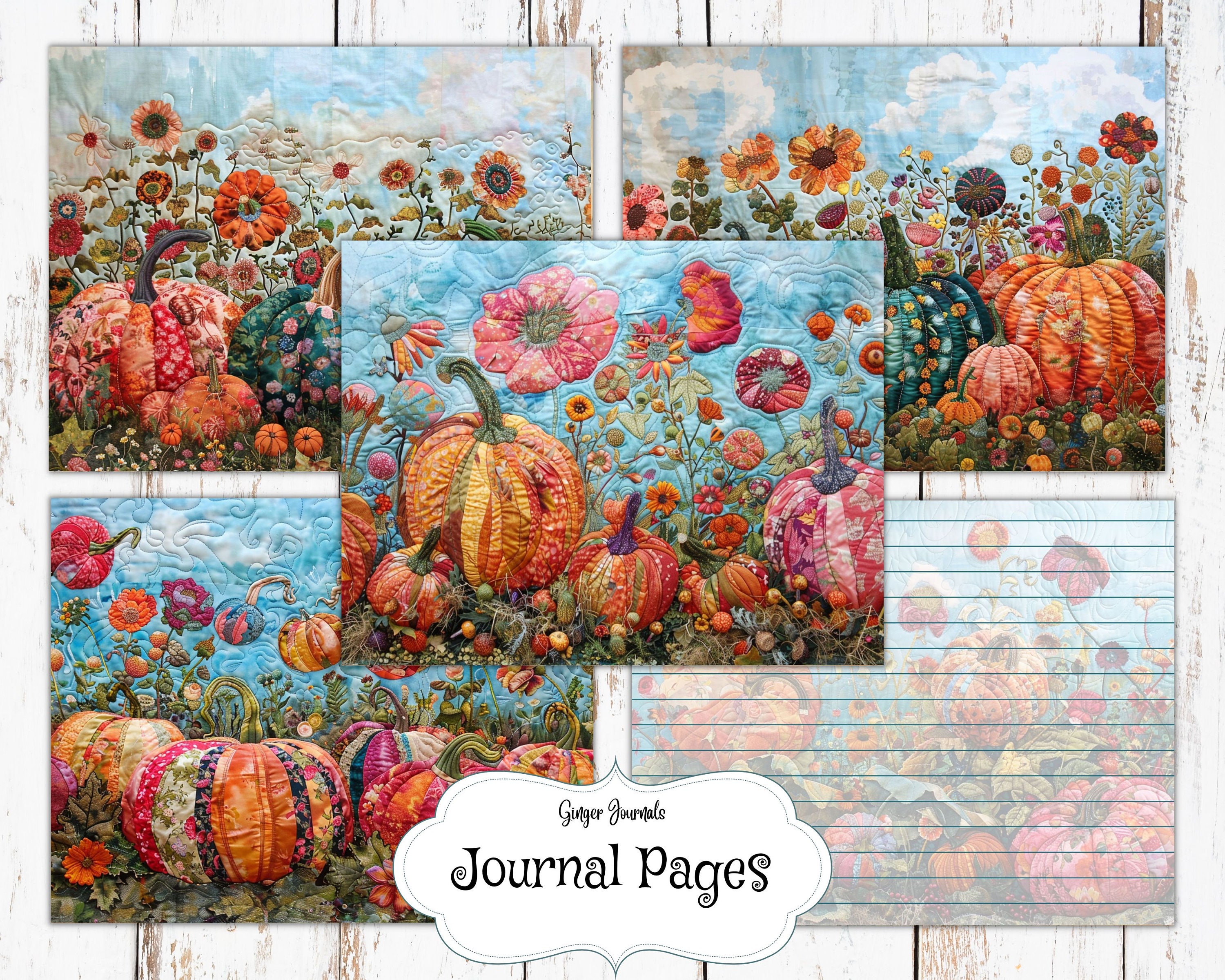 Quilted Pumpkin Patch Junk Journal Kit, Pumpkins, Halloween Journal Kit ...