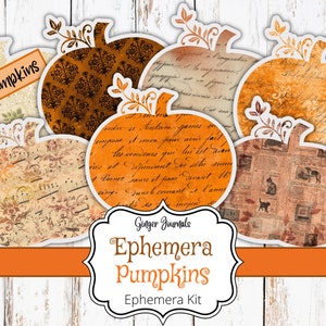 Papier éphémère citrouille, objets éphémères d'automne, objets éphémères d'Halloween, journal indésirable imprimable, éphémères journal indésirable, journal automne, téléchargement numérique, matériel informatique