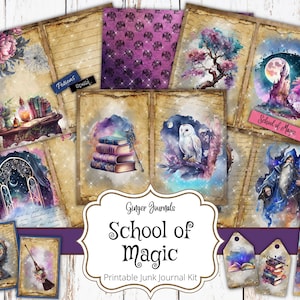School of Magic Junk Journal Kit, Junk Journal Printable, Witch Junk Journal, Magic School, Wizard School, Witch School, Ginger Journals, WT