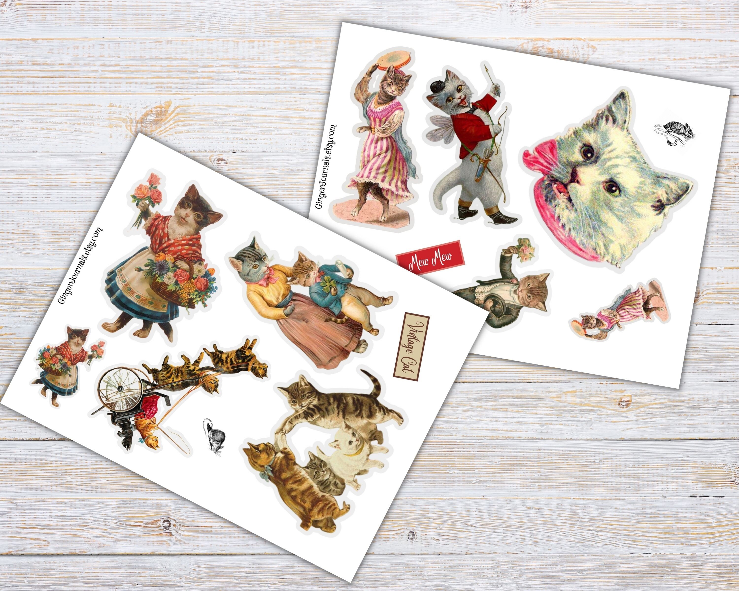 Vintage Cat Fussy Cuts, Cat Ephemera, Printable Ephemera, Junk Journal ...