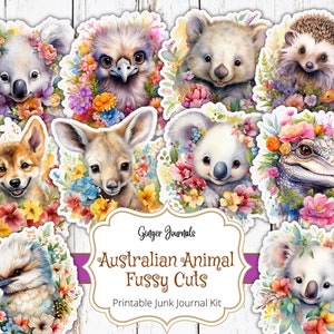 Australian Animals Fussy Cuts, Australian Ephemera, Junk Journal Printable, Journal Ephemera, Koala Journal, Digital Download, Australia