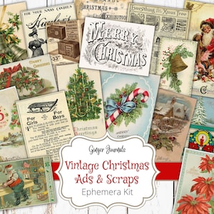 Vintage kerstkladjes, kortstondige kerstversieringen, kortstondige kerstadvertenties, afdrukbaar junkjournaal, kersttroepjournaal, kerstplakboek, CM