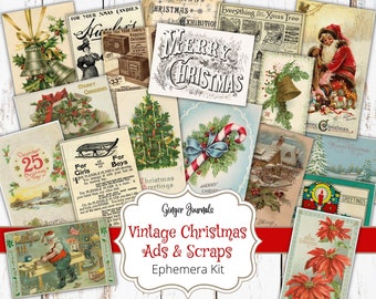 Vintage Christmas Scraps, Christmas Ephemera, Christmas Ads Ephemera, Junk Journal Printable, Christmas Junk Journal, Christmas Scrapbook,CM