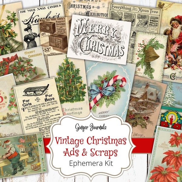 Vintage Christmas Scraps, Christmas Ephemera, Christmas Ads Ephemera, Junk Journal Printable, Christmas Junk Journal, Christmas Scrapbook,CM