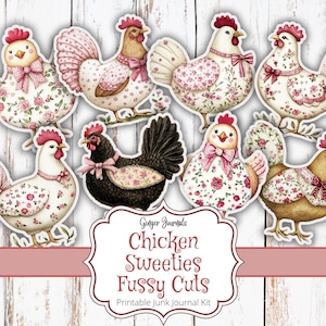 Huhn Sweeties Fussy Schnitte, Huhn Ephemera, Junk Journal Printable, Bauernhof Tiere, Huhn Junk Journal, Ginger Journals, Hühner