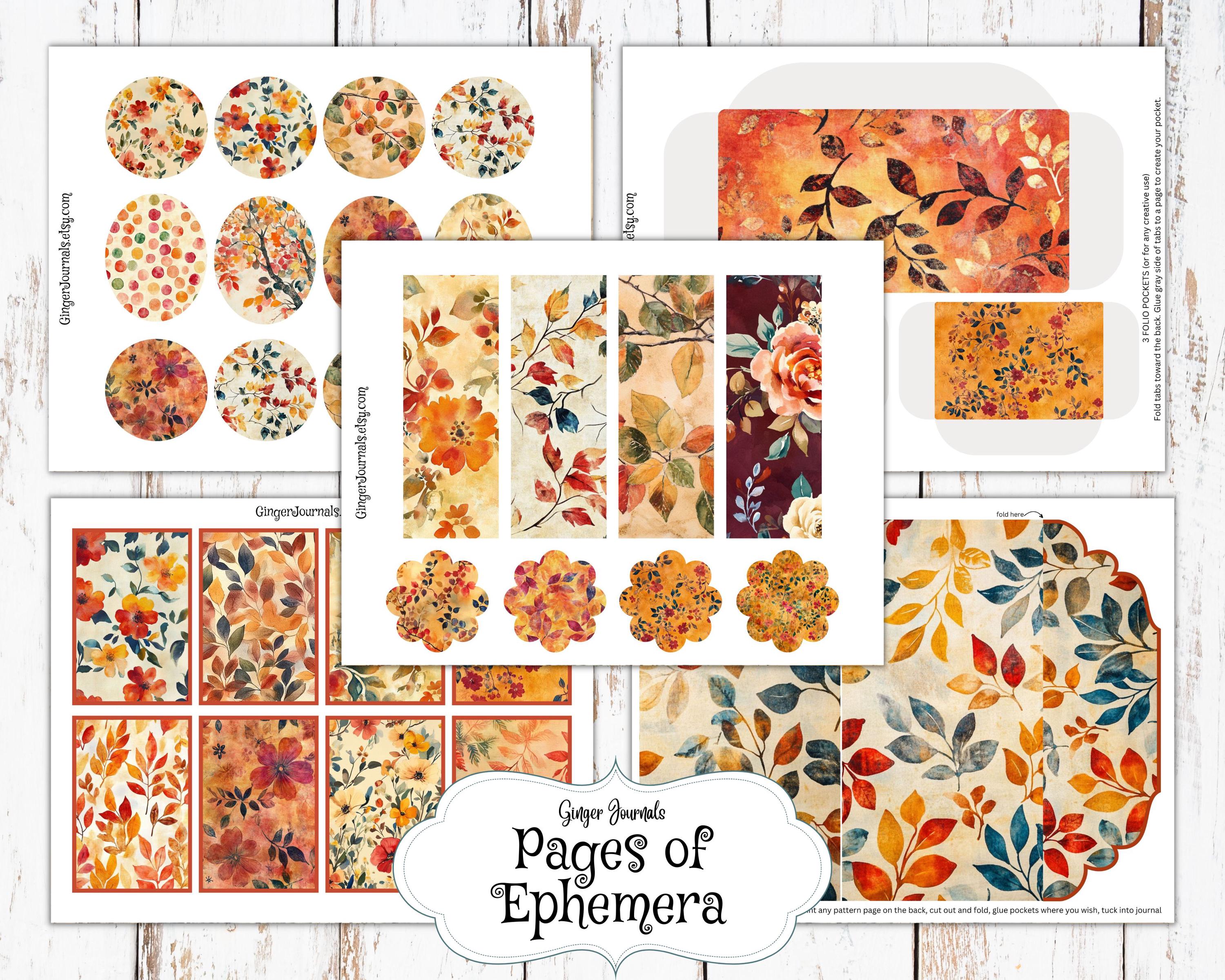 Autumn Watercolor Ephemera Pack, Junk Journal Kit, Fall Journal Kit ...
