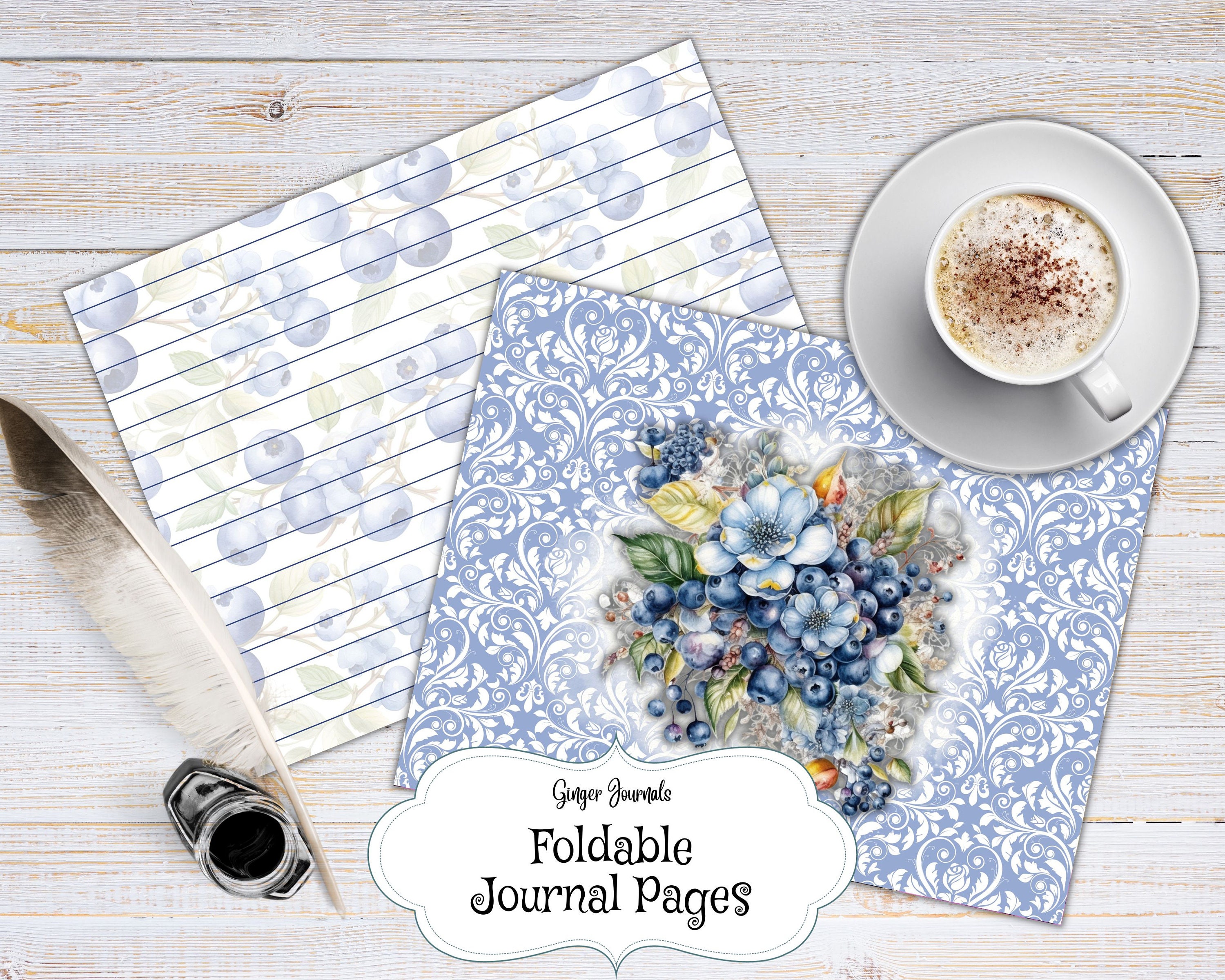 Blueberry Junk Journal Kit, Junk Journal Printable, Junk Journal Paper ...