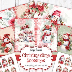 Christmastime Snowmen, Junk Journal Kit, Junk Journal Printable, Journal Ephemera, Christmas Journal, Rustic Christmas, Ginger Journals, CM