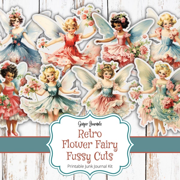 Fairy Fussy Cuts, Vintage Fairy Ephemera, Garden Ephemera, Flower Fairy Ephemera, Junk Journal Printable, Ginger Journals, FY