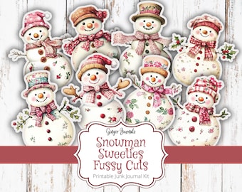 Snowman Sweeties Fussy Cuts, Junk Journal Kit, Junk Journal Printable, Ephemera, Christmas Journal, Gingerbread Junk Journal, Winter, CM