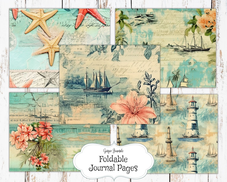 27 Page Shabby Ocean Dream Junk Journal Kit, Sea Junk Journal, Ocean ...