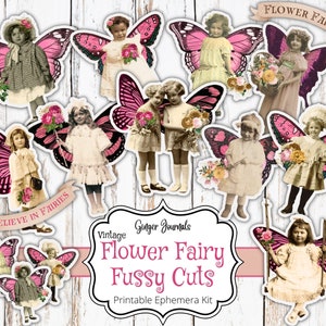 Vintage Fee Fussy Schnitte, Vintage Fee, Feen Ephemera, Junk Journal Printable, Fee Junk Journal, Junk Journal Kit, Fairy Tags, FY