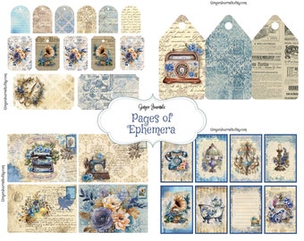 ブルージャンクジャーナルキット、ボヘミアンブルースアンティーク