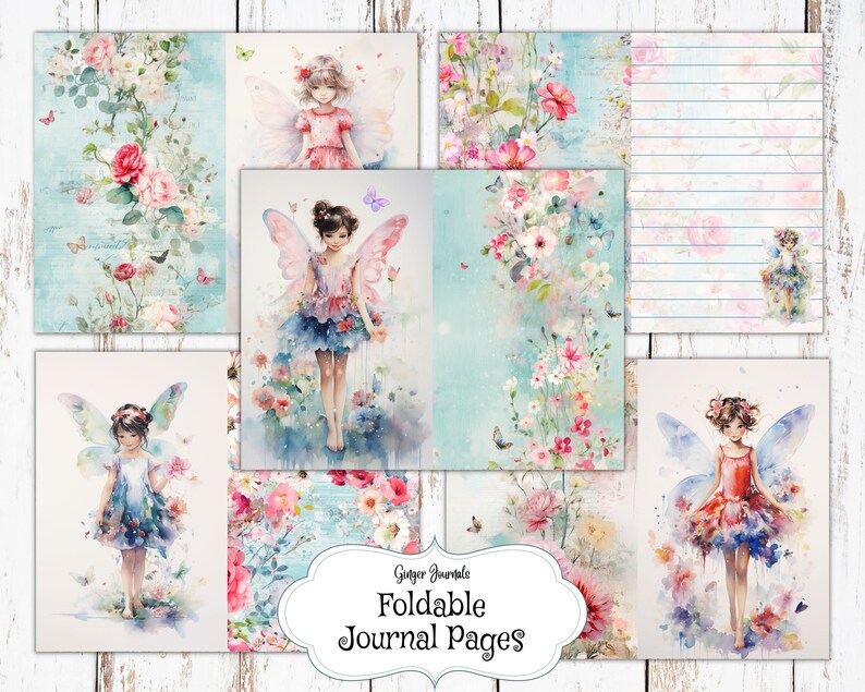 Whimsical Watercolor Fairies Junk Journal Kit, Fairies Ephemera, Junk Journal Printable, Fairy Paper, Fairy Junk Journal, Faerie, FY image 5