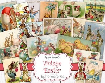 Vintage Easter Ephemera Kit, Easter Bunny, Easter Ephemera, Junk Journal Printable, Junk Journal Kit, Collage Paper, Easter Scrapbook, ES