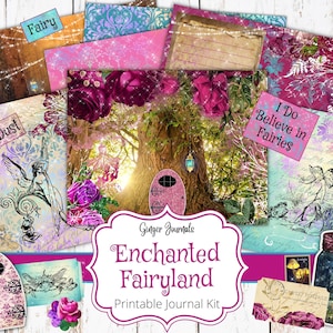 Enchanted Fairyland Junk Journal Kit, Junk Journal Printable, Junk Journal Kit, Fairy Junk Journal, Fairy Scrapbook, Fairies, Fae, Magic, FY image 1