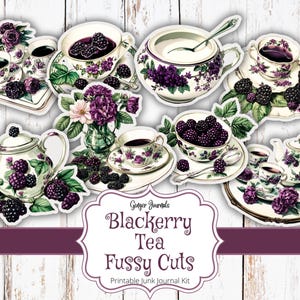 Blackberry Tea Fussy Cuts, Junk Journal Kit, Blackberries Junk Journal, Junk Journal Printable, Garden Junk Journal, Ginger Journals, BBJK