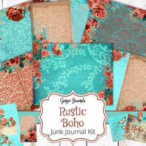 Rustic Boho Junk Journal Kit, Junk Journal Printable, Junk Journal Paper, Scrapbook Paper, Junk Journal Supplies, Ephemera, Boho, Gypsy