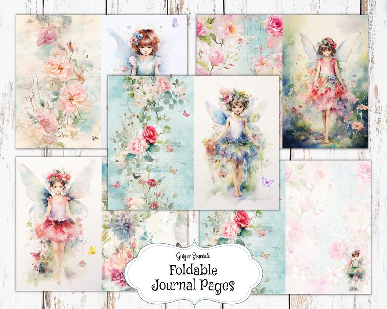 Whimsical Watercolor Fairies Junk Journal Kit, Fairies Ephemera, Junk Journal Printable, Fairy Paper, Fairy Junk Journal, Faerie, FY image 4