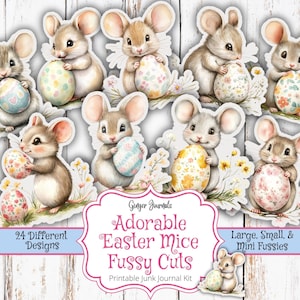 Adorabili topi di Pasqua Fussy Cuts, kit di diario spazzatura di Pasqua, diario spazzatura stampabile, kit di diario spazzatura, effimeri di Pasqua, diari di zenzero, ES