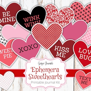 Valentinstag Ephemera Kit, Herz Süßigkeiten Valentinstag Ephemera, Valentinstag Add-Ons, Junk Journal Printable, Valentinstag Junk Journal Kit, Herzen, VT