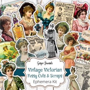 Vintage Victorian Ephemera, Digital File, Scraps, Junk Journal Printable, Printable Ephemera, Collage Papers, Fussy Cuts, Vintage Women
