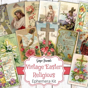 Vintage Easter Ephemera Kit, Religious Ephemera, Easter Add Ons, Bible Ephemera, Junk Journal Printable, Junk Journal Kit, Collage Paper, ES