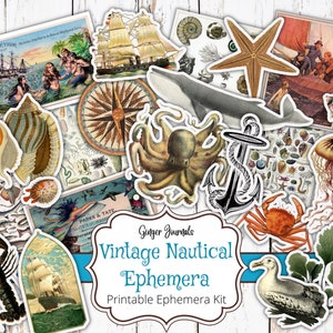 éphémères nautiques vintage, chutes vintage, journal indésirable imprimable, éphémères imprimables, papiers collage, journal océan, coupes difficiles, vintage