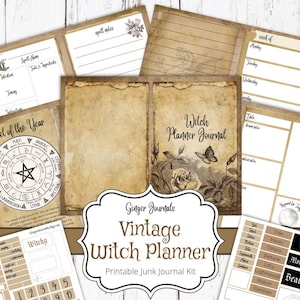 Witch Junk Journal Kit, Witch Planner Pages, Junk Journal Printable, Junk Journal Kit, Grimoire Journal, Magic, Book of Shadows, WT, PL