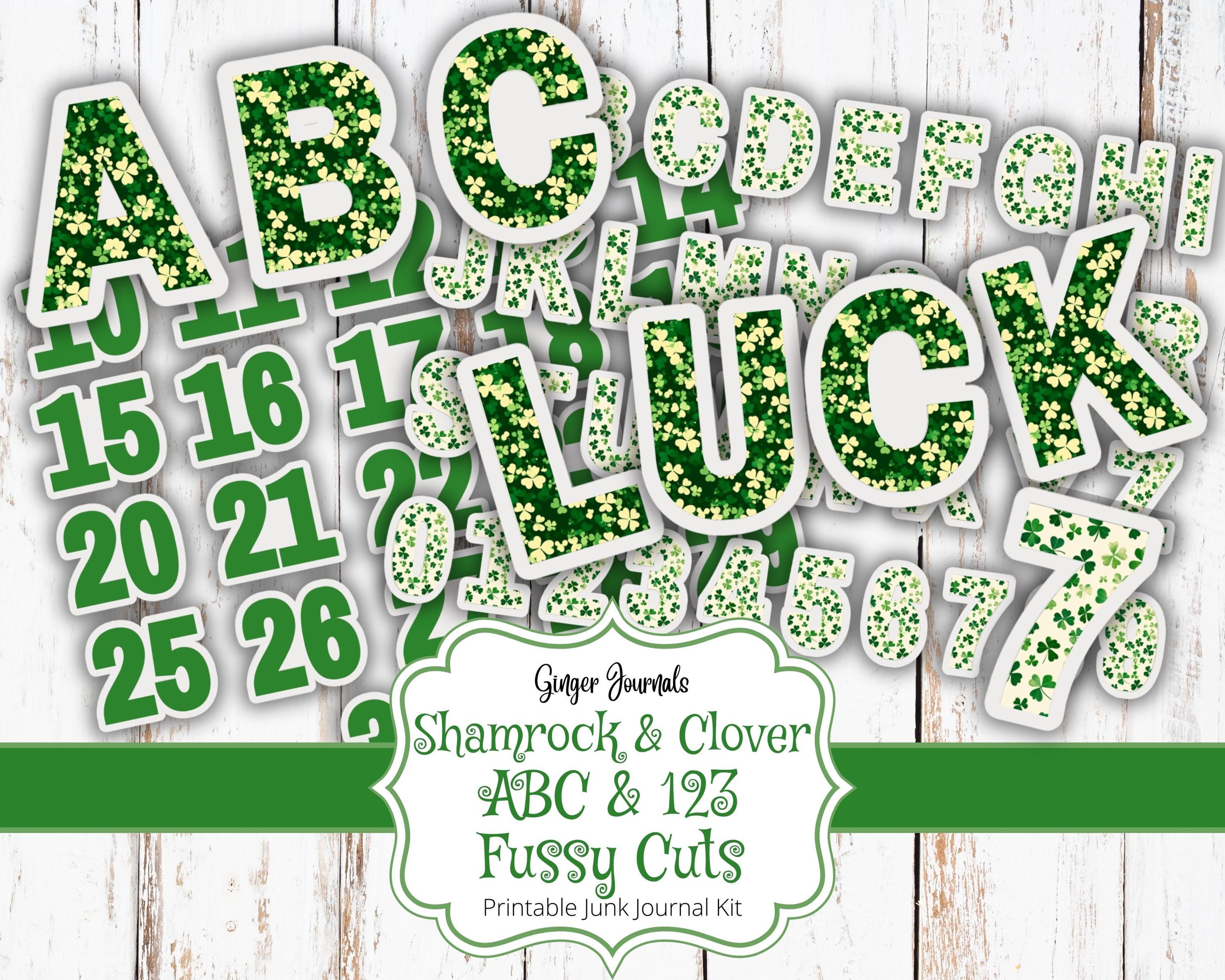 shamrock & clover abc und 123 fussy cuts, alphabet, st. patricks