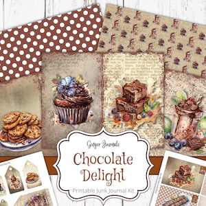 Chocolate Delight Junk Journal Kit, afdrukbare Junk Journal, Junk Journal Paper, Digitale download, Efemere chocolade, Chocolade