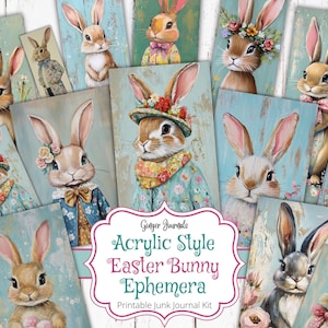 Easter Bunny Ephemera, Junk Journal Kit, Junk Journal Printable, Easter Journal, Digital Download, Easter Tags, GingerJournals
