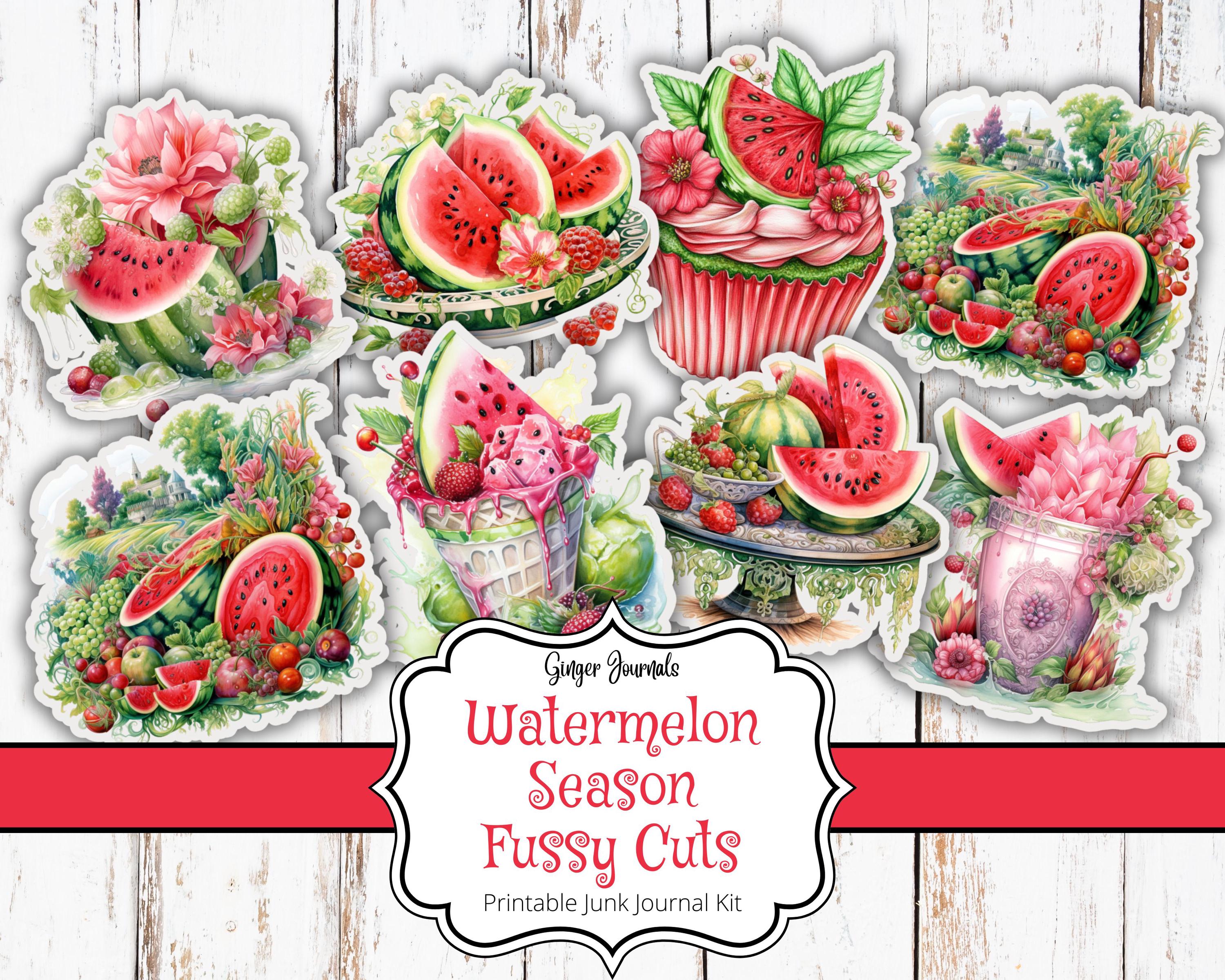 Watermelon Season Fussy Cuts, Junk Journal Kit, Ephemera, Junk Journal Printable, Watermelons, GingerJournals, Watermelon Journal