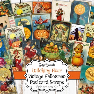 Halloween Vintage Ephemera, Junk Journal Printable, Journal Paper, Scrapbook Paper, Halloween Junk Journal, Halloween Scrapbook, HW