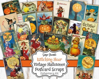 Halloween Vintage Ephemera, Junk Journal Printable, Journal Paper, Scrapbook Paper, Halloween Junk Journal, Halloween Scrapbook, HW