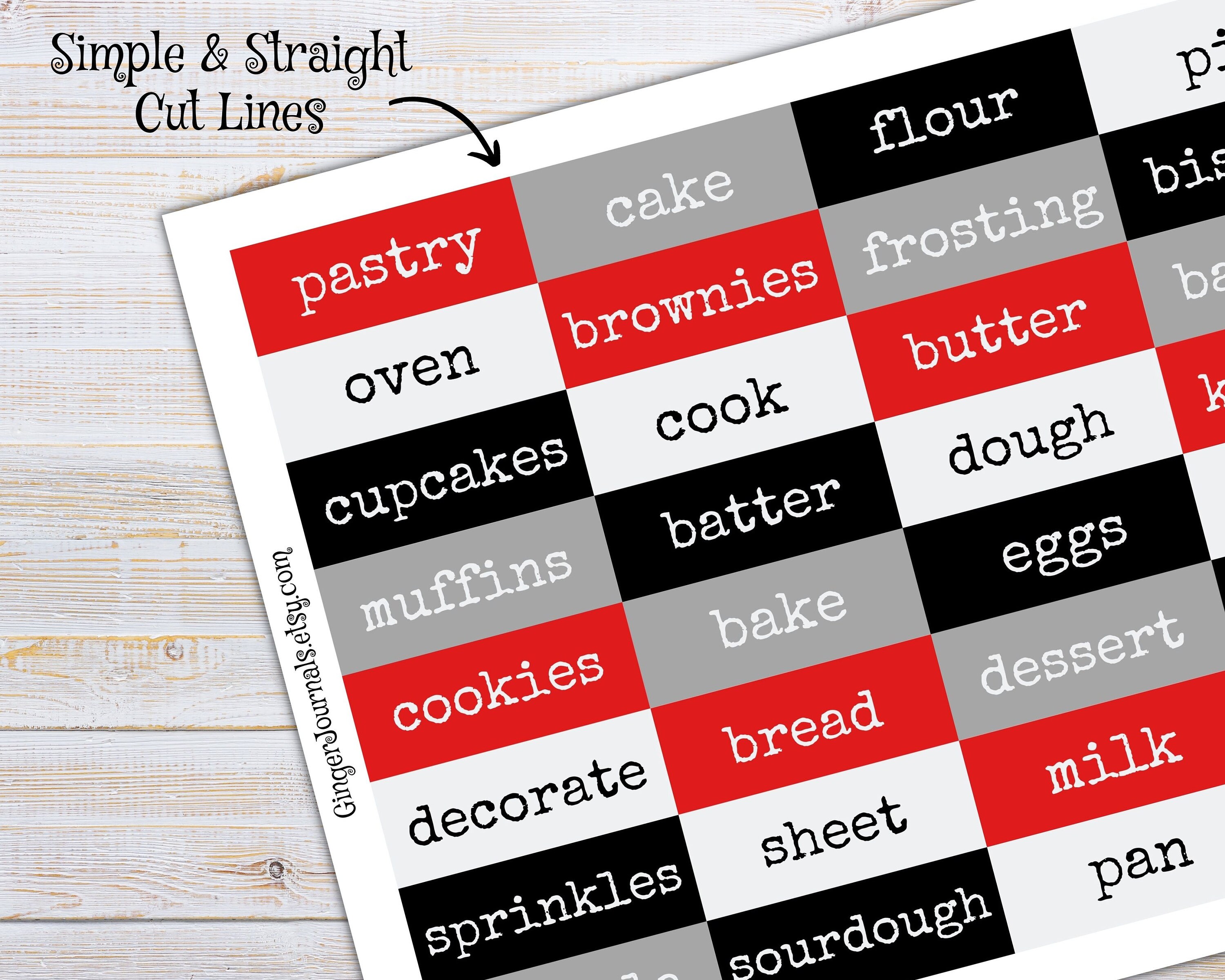 Kitchen Baking Words, Junk Journal Printable, Junk Journal Ephemera ...