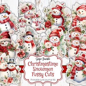 Christmastime Snowmen Fussy Cuts, Junk Journal Kit, Junk Journal Printable, Christmas Fussy Cuts, Christmas Journal, Ginger Journals, CM
