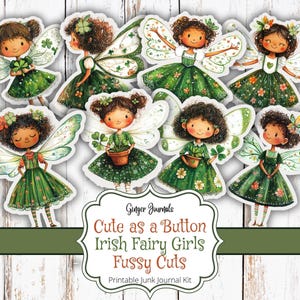 Coupes pointues pour filles de fées irlandaises, mignon comme un bouton, éphémères de la Saint-Patrick, Junk Journal imprimable, Irish Junk Journal, GingerJournals, SP