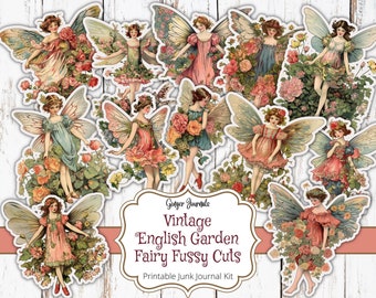 Fairy Fussy Cuts, Vintage Fairy Ephemera, Garden Ephemera, Flower Fairy Ephemera, Junk Journal Printable, Ginger Journals, FY